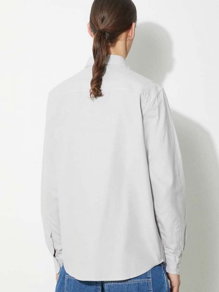 Pernata pamučna košulja s gumbima Carhartt Wip siva