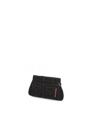 Bolso clutch de algodón con bolsillos Moschino negro
