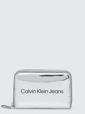 Portfel na zamek Calvin Klein Jeans srebrny