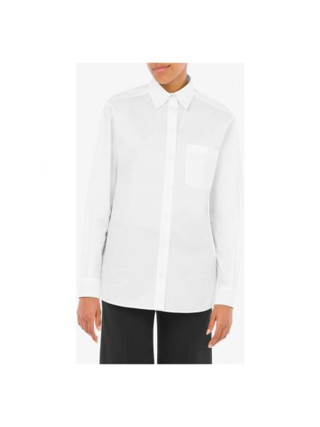 Camisa de algodón con estampado Moschino blanco