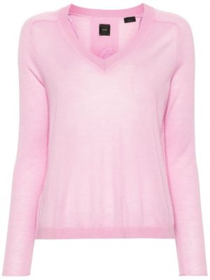 Kašmírový sveter s výstrihom do v Pinko ružová