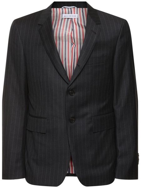 Klassisk stripete ull blazer Thom Browne grå