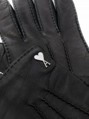 Rękawiczki skórzane Ami Paris czarne