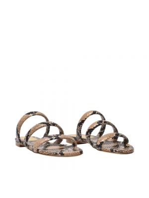 Sandalias de cuero con estampado de estampado de serpiente Aeyde