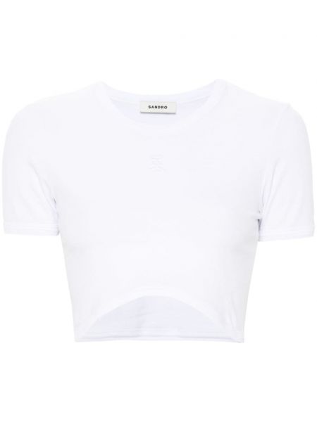 Broderet t-shirt Sandro hvid