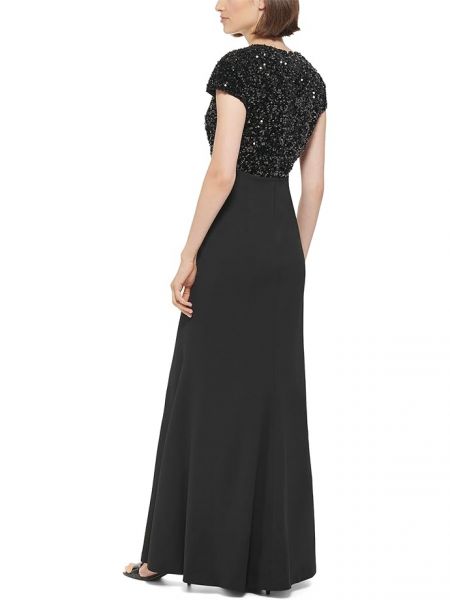 Платье мини с пайетками с коротким рукавом Calvin Klein черное