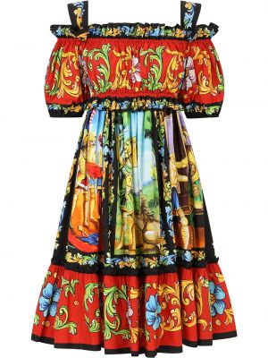 Mini obleka s potiskom Dolce & Gabbana rdeča