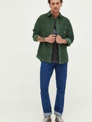 Koszula jeansowa sztruksowa relaxed fit Tommy Jeans zielona