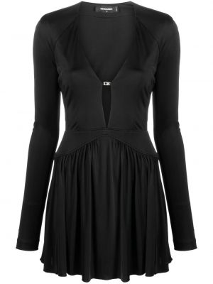 Коктейлна рокля с v-образно деколте Dsquared2 черно