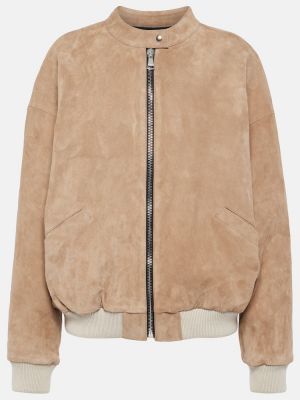 Giacca bomber in pelle scamosciata Stouls beige