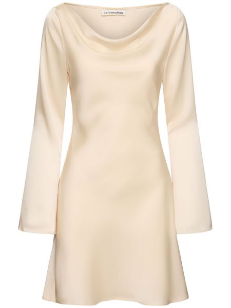 Lang ermet sateng dress Reformation beige