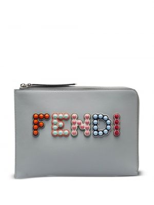 Listová kabelka s cvočkami Fendi Pre-owned sivá