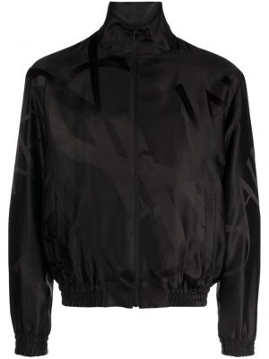 Hedvábná bunda s potiskem Saint Laurent černá