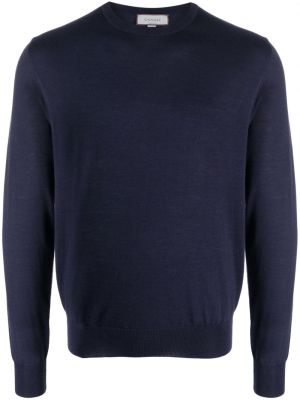 Sweter wełniany z okrągłym dekoltem Canali niebieski
