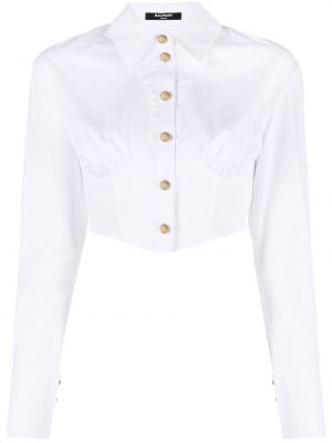 Βαμβακερό πουκάμισο Balmain λευκό