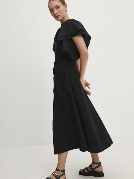 Pamučna midi suknja Answear Lab crna