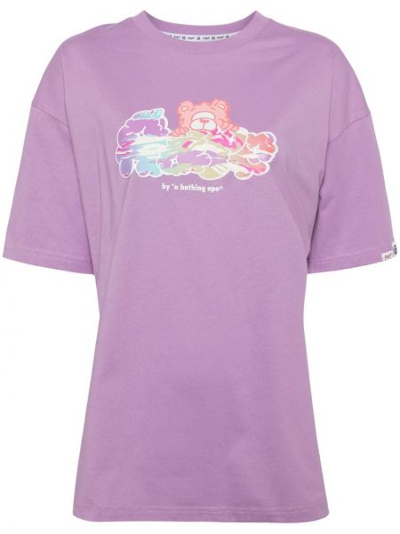 Raštuotas medvilninis marškinėliai Aape By *a Bathing Ape® violetinė