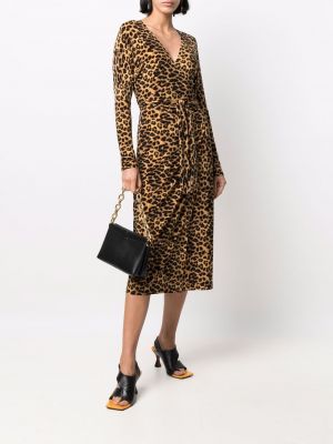 Robe mi-longue à imprimé à imprimé léopard Norma Kamali
