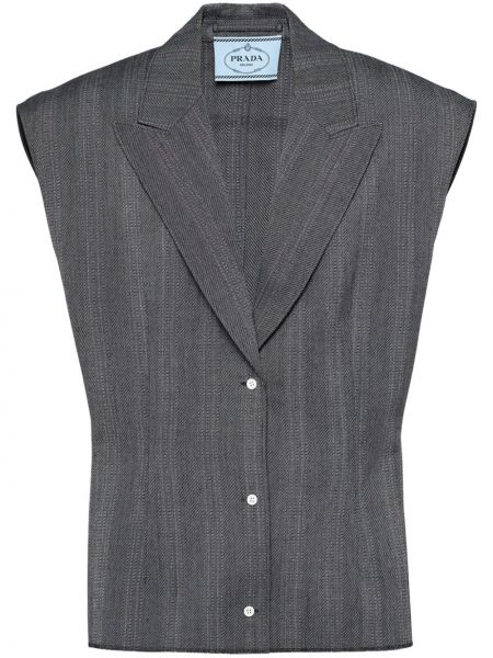 Pruhovaná vlnená vesta Prada sivá