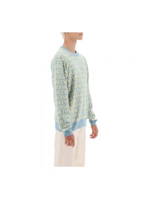 Jersey de algodón de tela jersey de tejido jacquard Versace azul