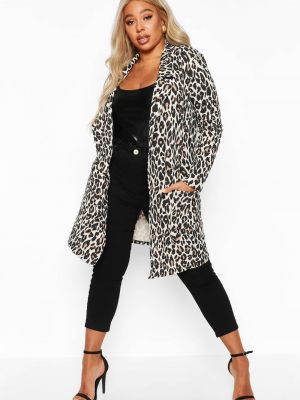 Леопардовое пальто с принтом Boohoo коричневое
