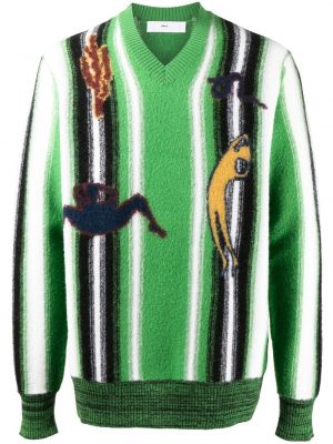 Džemperis ar apdruku ar v veida izgriezumu Toga Virilis zaļš