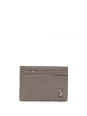 Kožená peňaženka Saint Laurent sivá