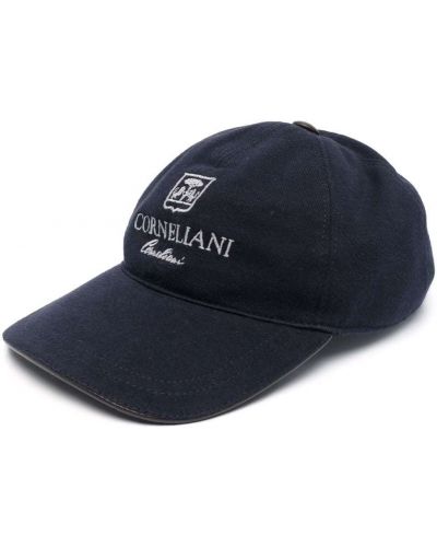 Brodert cap Corneliani blå