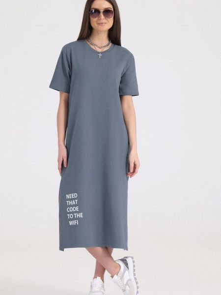 Платье-футболка апрель серое