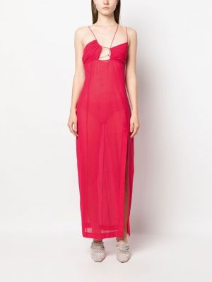 Asymetrické dlouhé šaty Nensi Dojaka růžové