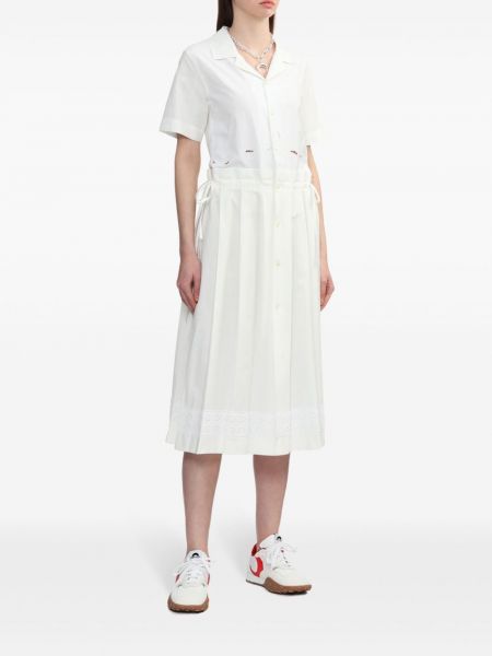 Haftowana sukienka midi bawełniana Marine Serre biała
