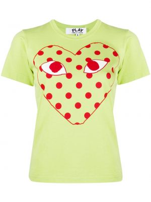 Camiseta con lunares con corazón Comme Des Garçons Play verde