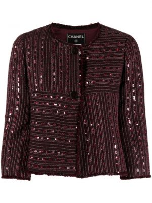 Tviid jakk Chanel Pre-owned veinipunane
