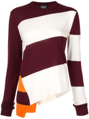 Długi sweter wełniane z długim rękawem z okrągłym dekoltem Calvin Klein 205w39nyc - biały