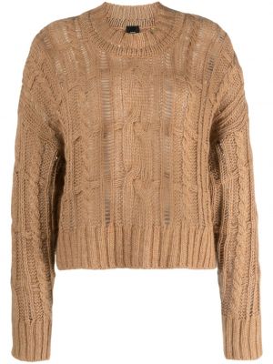 Pull col rond ajouré Pinko beige