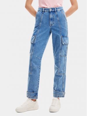 Priliehavé džínsy Desigual modrá