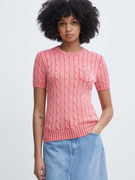Pamučni pulover Polo Ralph Lauren ružičasta