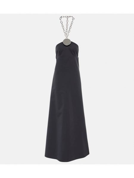 Bavlněné hedvábné dlouhé šaty Jil Sander černé