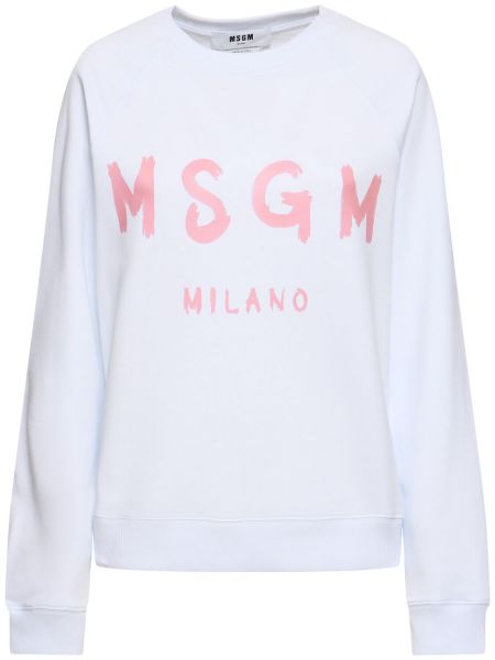 Sweatshirt i bomull med mönster Msgm vit