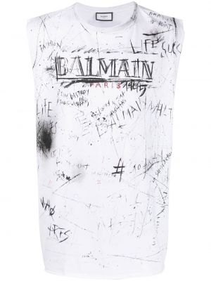 Tank top med print Balmain hvit