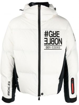 Péřová bunda s kapucí s potiskem Moncler Grenoble