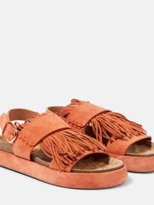 Růžové semišové sandály s třásněmi Ulla Johnson