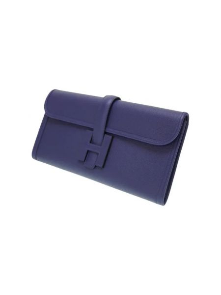 Bolso clutch de cuero Hermès Vintage violeta