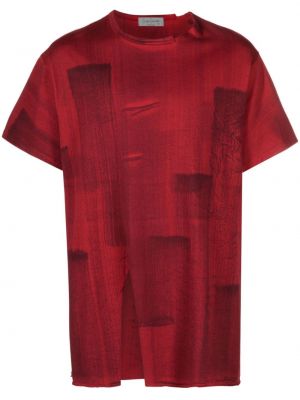 Bombažna majica s potiskom Yohji Yamamoto rdeča