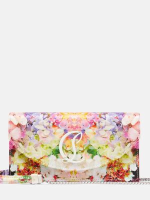 Virágos szatén estélyi táska Christian Louboutin ezüstszínű