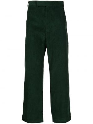Pruhované menčestrové rovné nohavice Thom Browne zelená