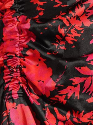 Φλοράλ βαμβακερή μίντι φόρεμα Dries Van Noten κόκκινο