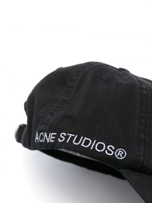 Medvilninis siuvinėtas kepurė su snapeliu Acne Studios juoda
