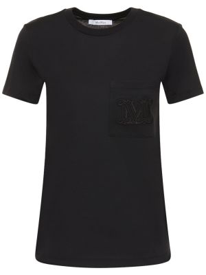 Bombažna majica z žepi Max Mara črna