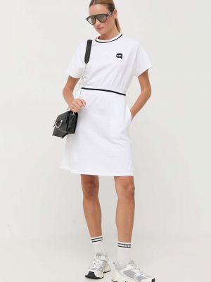 Памучна мини рокля Karl Lagerfeld бяло